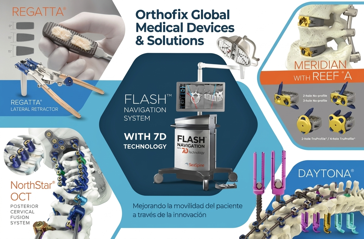 Orthofix Global Medical Devices: FLASH Navigation System, REGATTA Lateral Retractor, MERIDIAN with REEF A, NorthStar OCT, DAYTONA